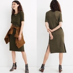 Madewell Green Midi Ribbed T-Shirt Dress M NWT